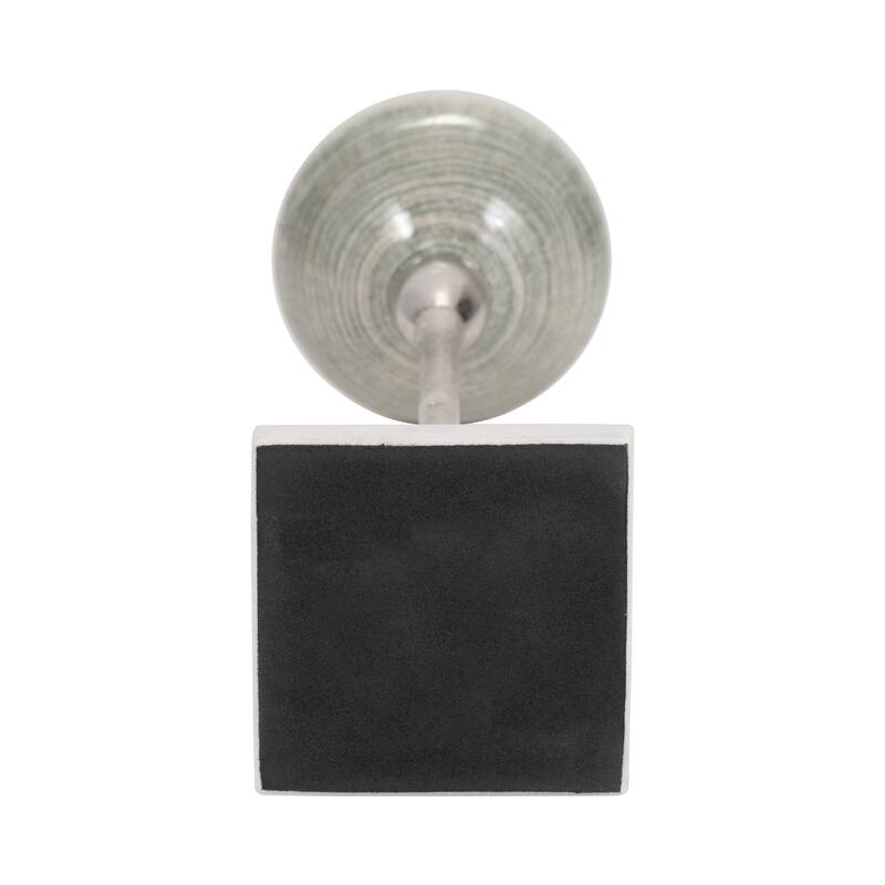 Glass Votive Candle Holder on Marble Stand - Silver