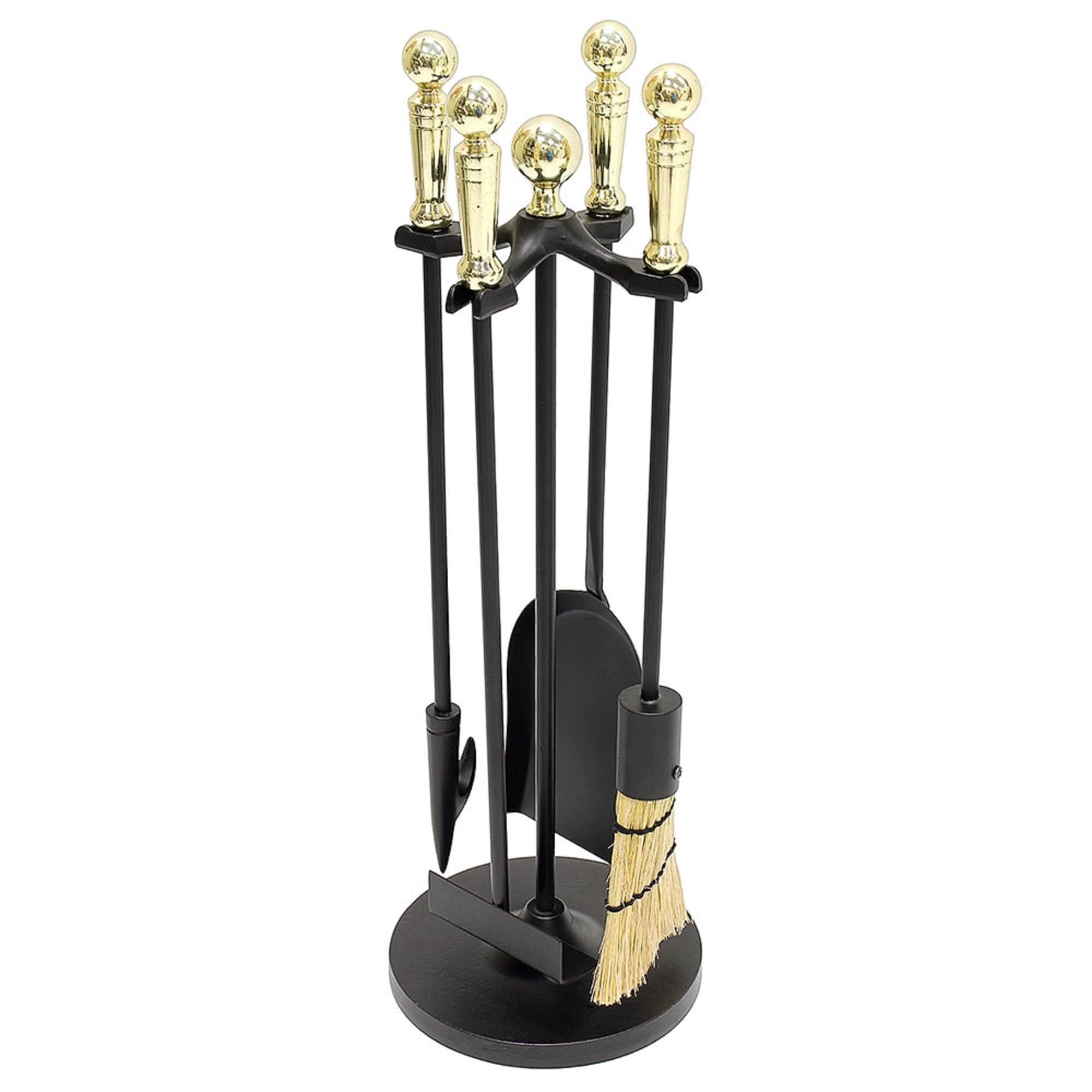 Minuteman International Paxton Set of 5 Mini Fireplace Tools, 22 Inch Tall, Polished Brass