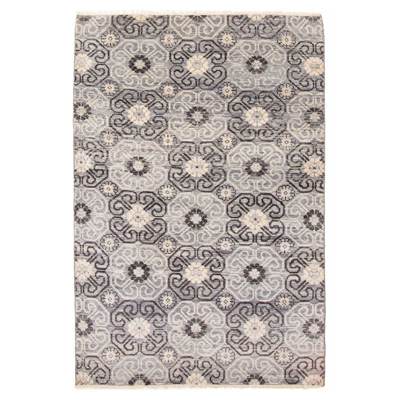 ECARPETGALLERY Hand-knotted Mystique Grey Wool Rug - 5'1 x 7'6 - Grey - 5'1 x 7'6