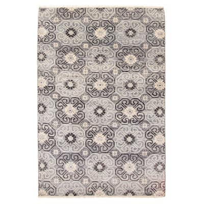 ECARPETGALLERY Hand-knotted Mystique Grey Wool Rug - 5'1 x 7'6