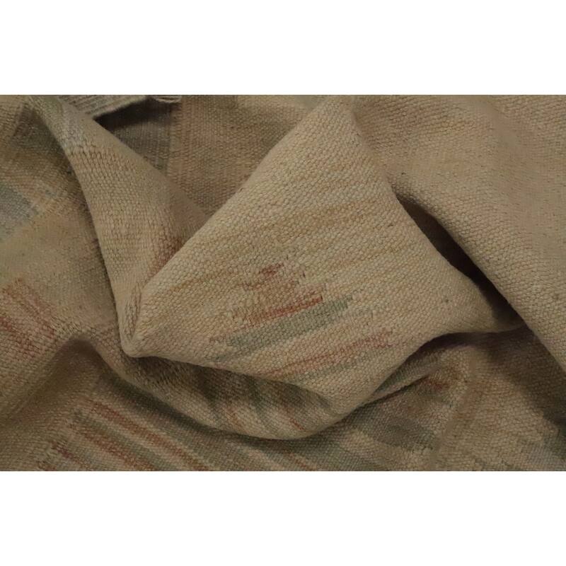 Hand Woven Oriental 100% Wool Carpet Southwestern Tribal Beige & Ivories Kilim Area Rug - 6' 10'' X 4' 9''