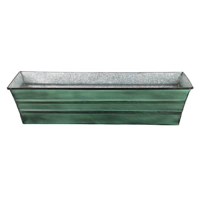Achla Designs Small Galvanized Steel Flower Box Planter, 22 Inch Wide