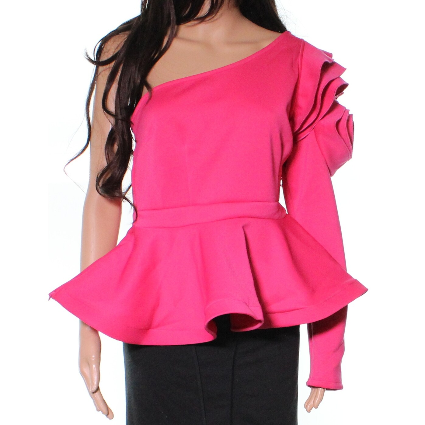 Shop Cq By Cq Pink Rosette Ruffle One Shoulder Women Large L