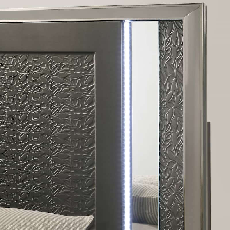 Furniture of America Iralles Modern 3-Piece Dark Grey Wood King Platform Bedroom Set with LED Light