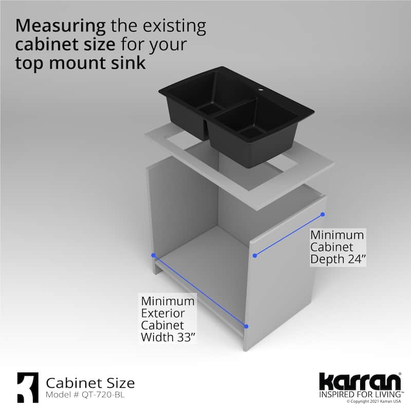 Karran Drop-In Quartz 50/50 Double Bowl Kitchen Sink