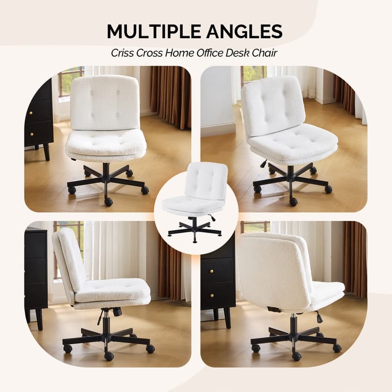Tufted Teddy Fleece Swivel Chair With Reclining And Foot Studs