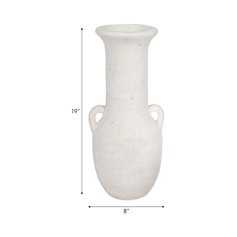 Ceramic Nomad Rough Finish Amphora Vase - White, 19"