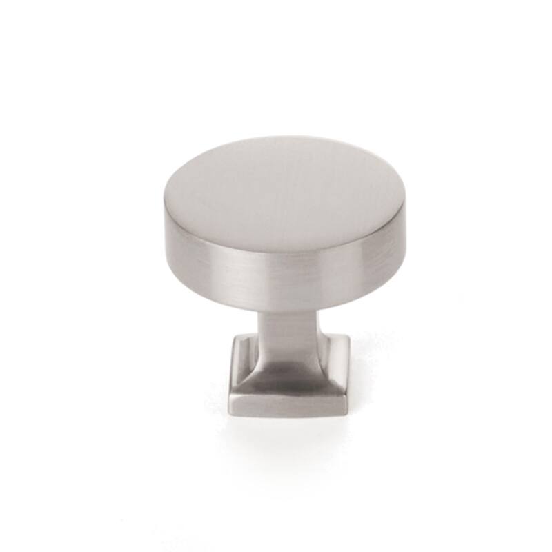 Schaub and Company 469 Haniburton 1-1/4" Flat Disc Round Solid Metal - Satin Nickel