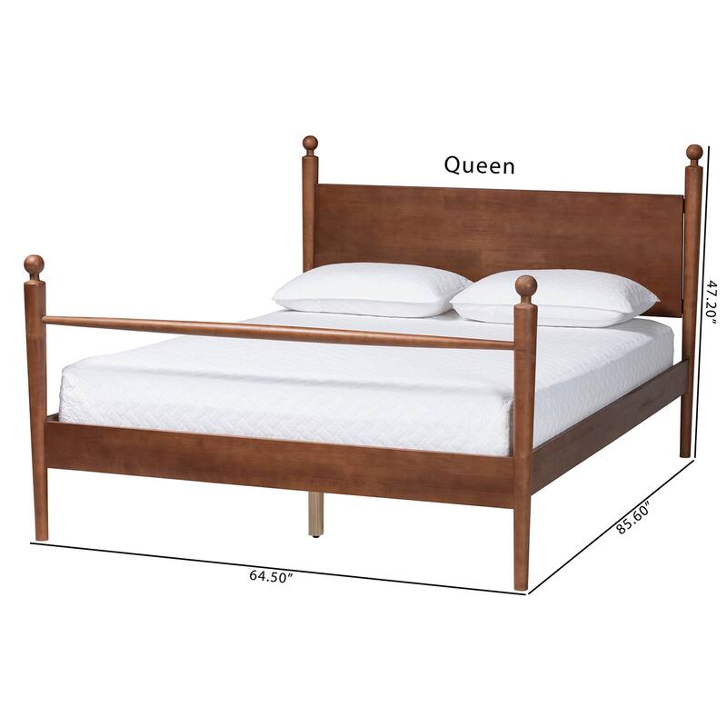 Gianetta Wood Platform Bed - Traditional Poster Bed Frame with Panel Headboard and Low Profile Footboard