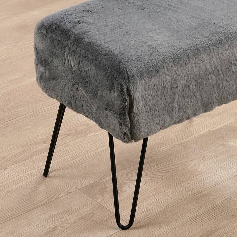 Serenta Solid Color Fauxfur Ottoman
