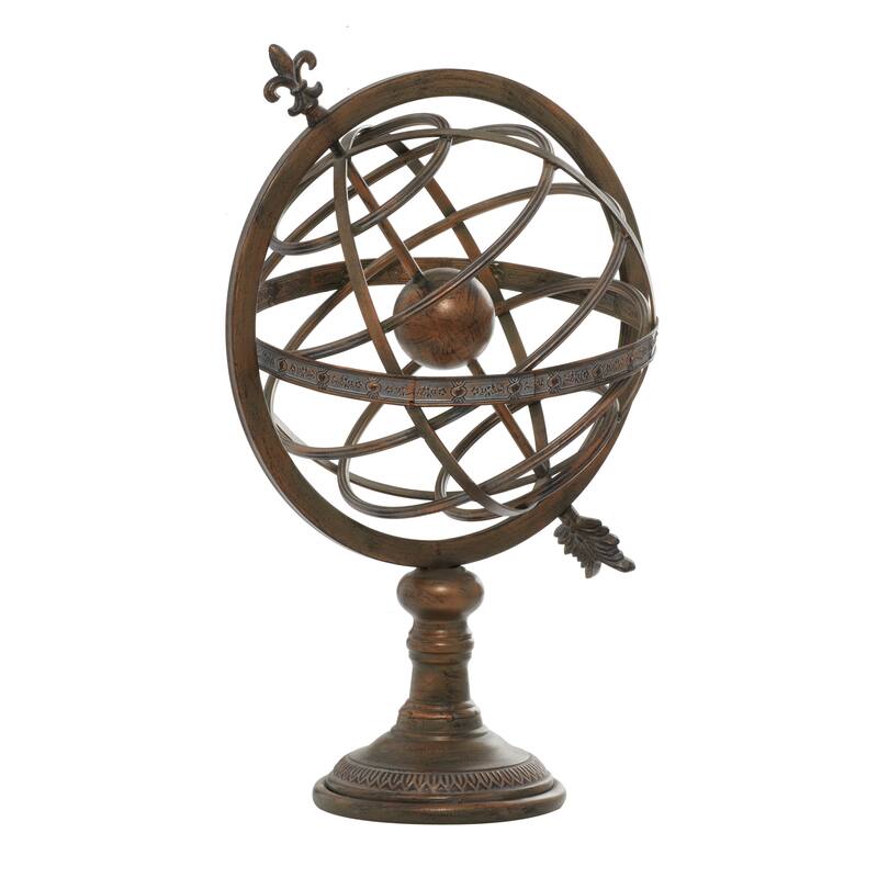 Metal Compass Armillary Globe - Brass - Roche River Decor - 14"W x 17"L x 25"H