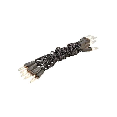 10 Light Clear Christmas Craft Mini Light Set, Non-Connectable, Brown Wire, 4'