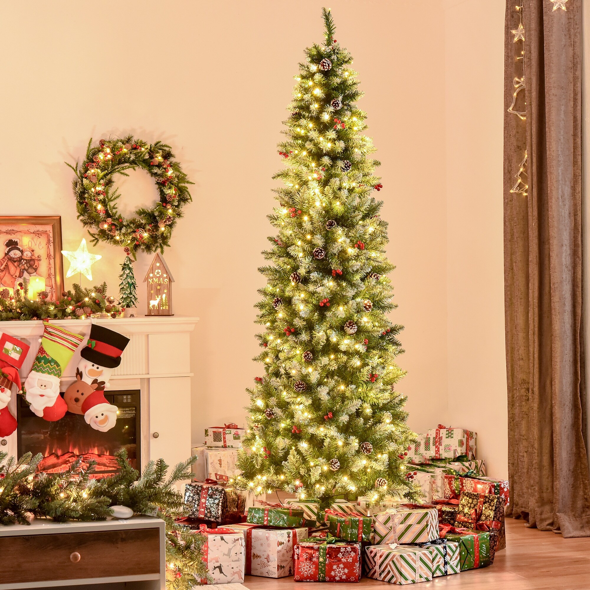 7 foot pre lit slim christmas tree on sale