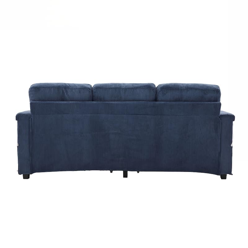 L-Shaped Sectional Sofa with Pull-Out Storage,Ottoman & Pillows 3-Seat with USB Charging,Cup Holder, Convertible Design