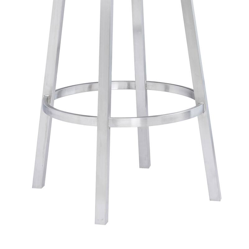 Titana Faux Leather Upholstered Swivel Bar/Counter Stool in Brushed Stainless Steel