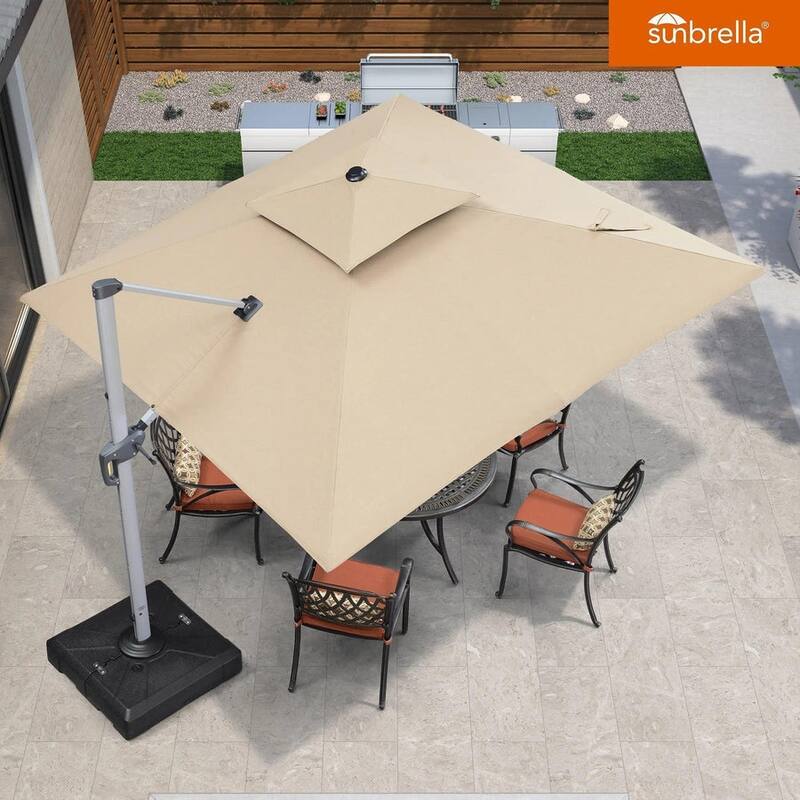 PURPLE LEAF 10ft Square Sunbrella Patio Cantilever Umbrella