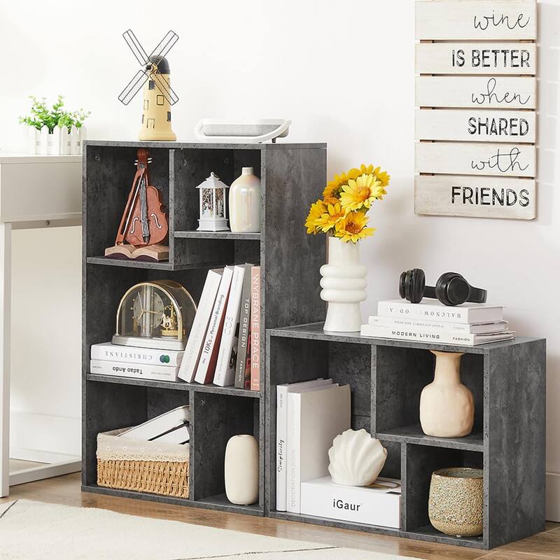 VECELO Wide Wood Organizer Bookcase Sets