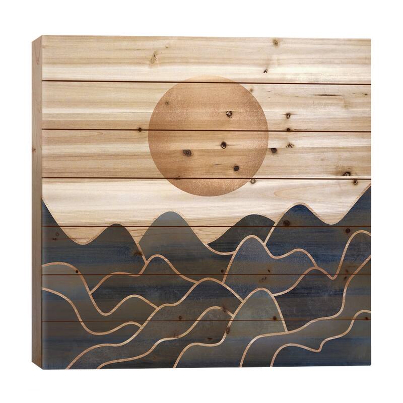 Waves Print On Wood by Elisabeth Fredriksson - Multi-Color - 26x26x1.5