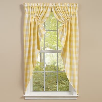 Park Designs Buffalo Check Lined Gathered Yellow Swags 72" x 63" - 72" X 63"