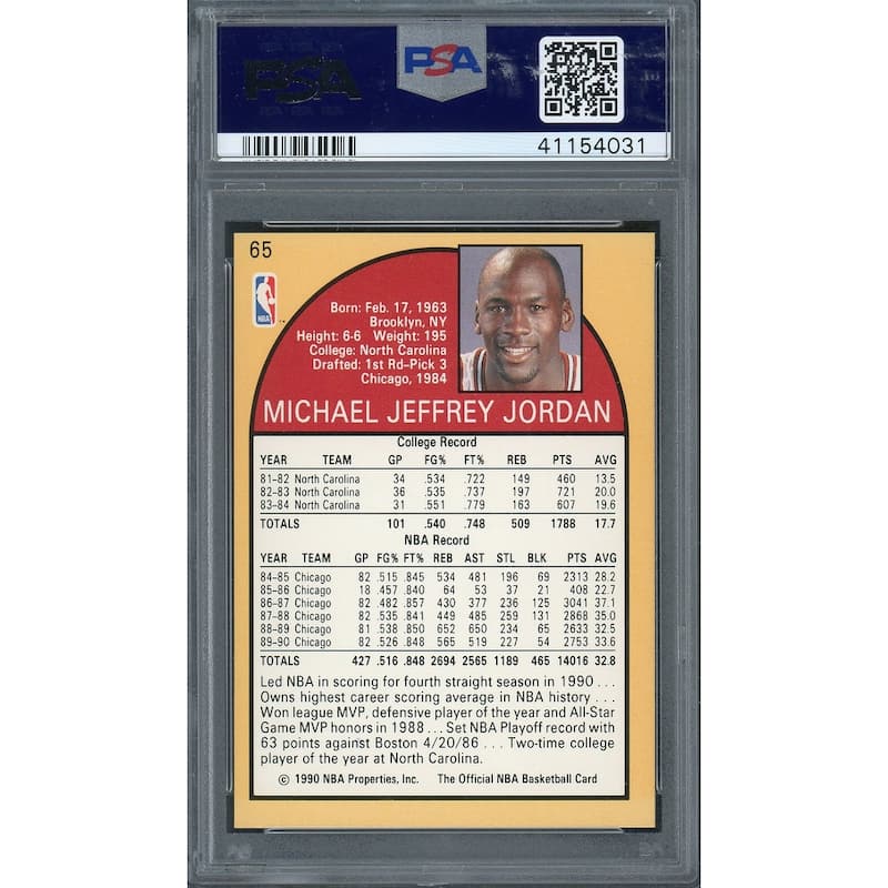 Michael Jordan 1990 Hoops Basketball Card #65 Graded PSA 8 - 8'6" x 11'6"
