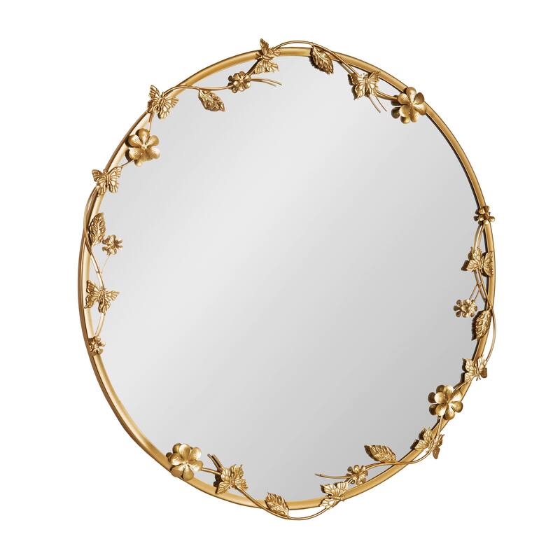Kate and Laurel Rosella Floral Wall Mirror Metal - 26x26 - Gold