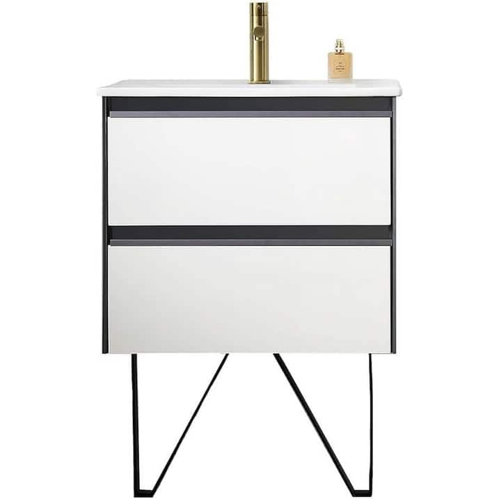 Blossom Glossy White & Grey Wall-Mounted Bathroom Vanity with Sink Set