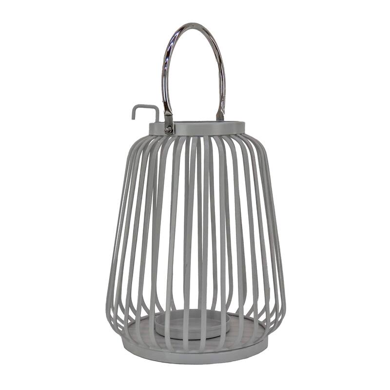 13" Ribbed Candle Lantern, Glacier Gray by National Tree Company - 13 in