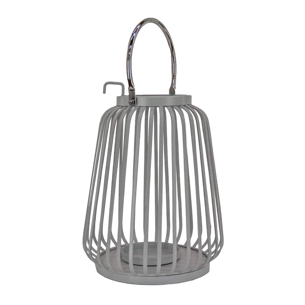 13" Ribbed Candle Lantern, Glacier Gray by National Tree Company - 13 in