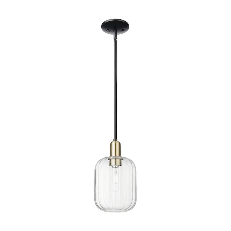 Innovations Lighting 716-1S-12-7 Preston Pendant Preston 7" Wide Mini - Black Antique Brass / Clear