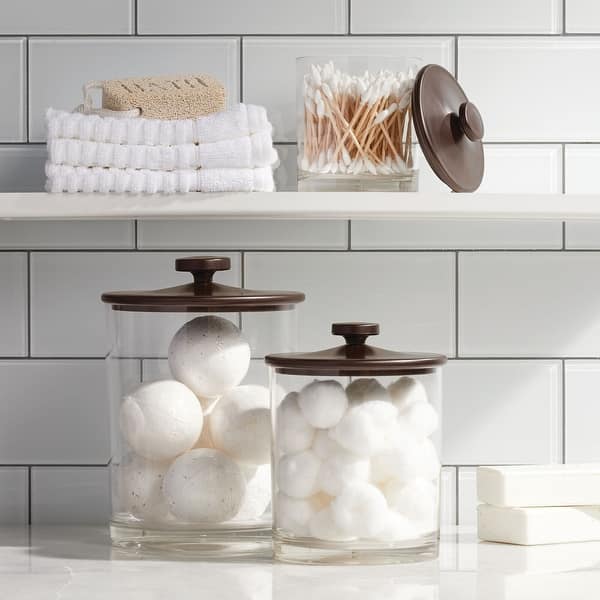slide 2 of 39, mDesign Round Storage Apothecary Canister for Bathroom, 2 Pack