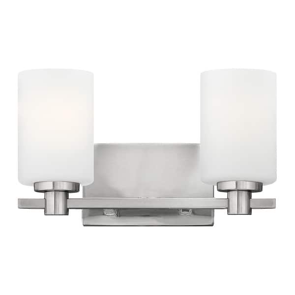 slide 2 of 7, Hinkley Lighting Karlie 2 Light 13.25" Wide Bathroom Vanity Light with Brushed Nickel
