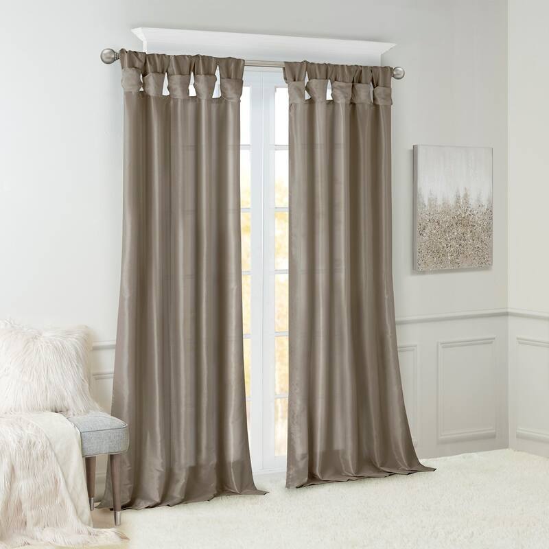 Twist Tab Lined Window Curtain Panel - Brown