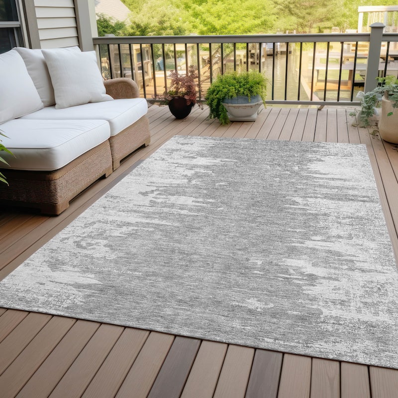 Machine Washable Indoor/ Outdoor Chantille Abstract Ombre Rug