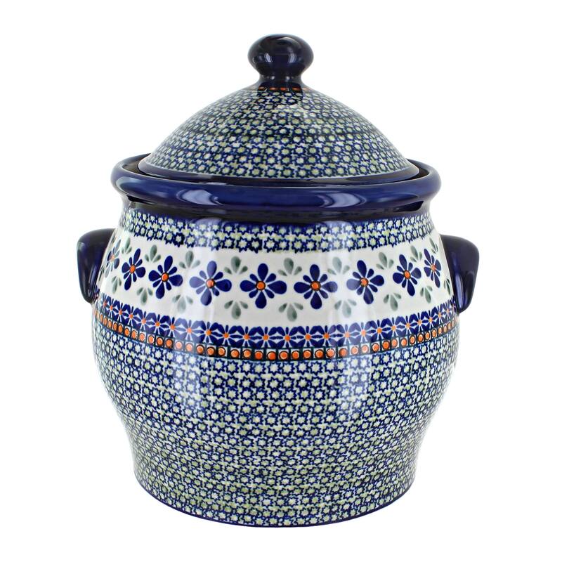 Blue Rose Polish Pottery 1101 Zaklady Cookie Jar - Mosaic Flower