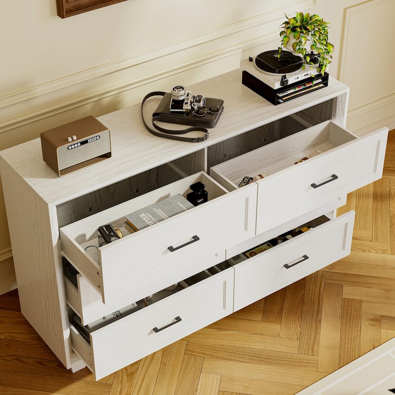 Modern Wooden Chest of Drawers with 6 Spacious Storage Compartments, Dark Brown Entryway Cabinet Dresser