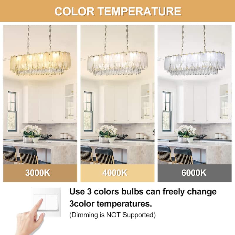 Modern Luxury Crystal Chandeliers, Adjustable Round Feather Crystal Pendant Light for Living Room, Bulbs Included
