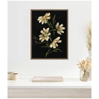 Kate and Laurel Sylvie Moody Floral 4 Framed Canvas by Annie Quigley