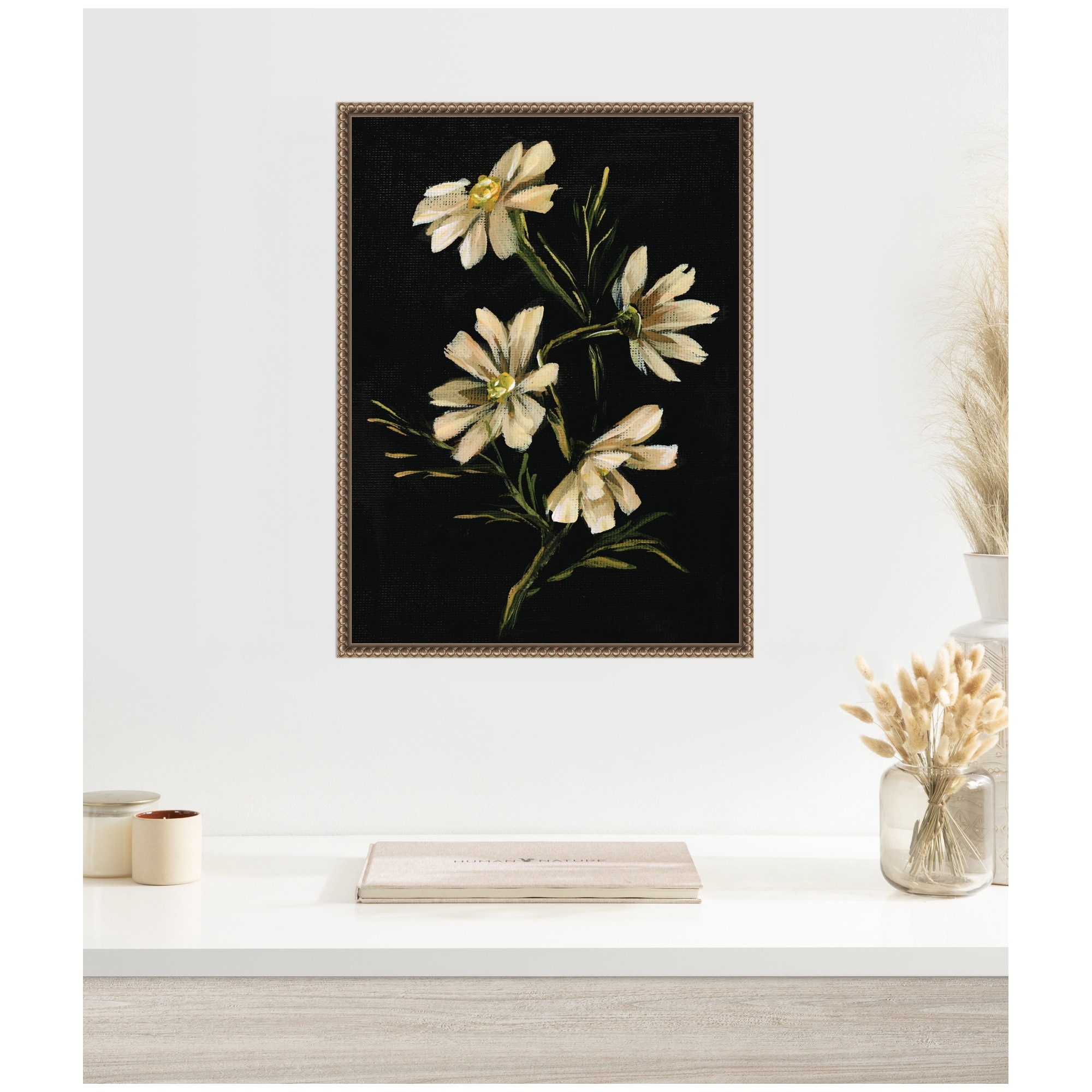 Kate and Laurel Sylvie Moody Floral 4 Framed Canvas by Annie Quigley