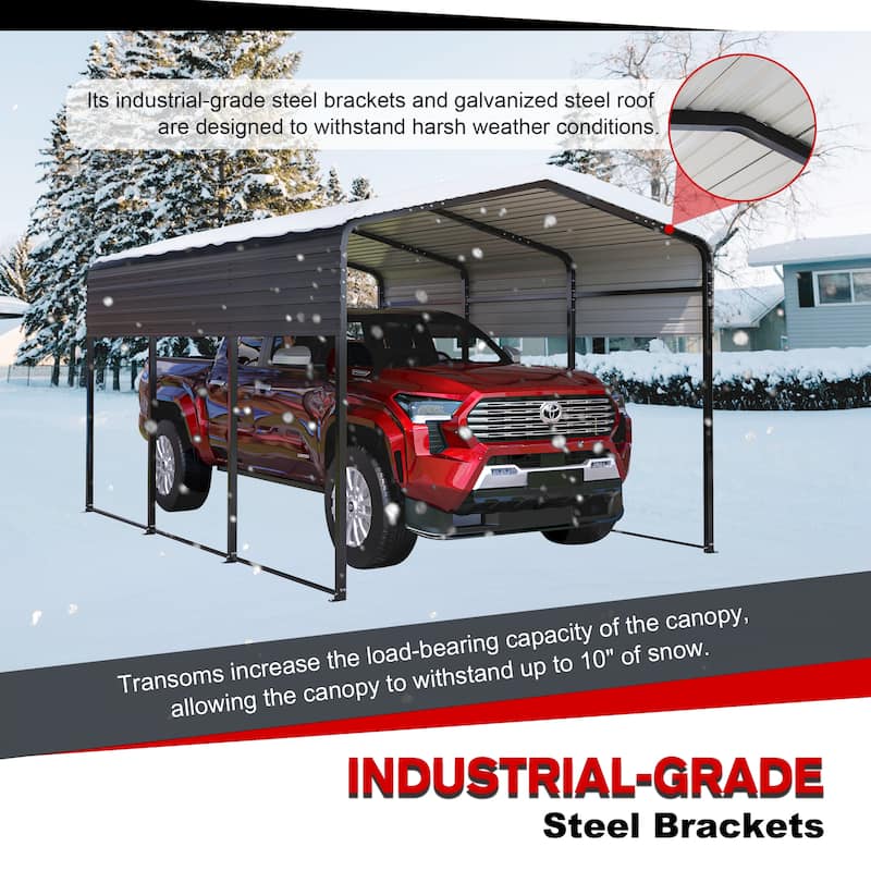 10x15 Metal Carport Carports with Enhanced Base Heavy Duty Garage Outdoor Galvanized Car Shelter for Car