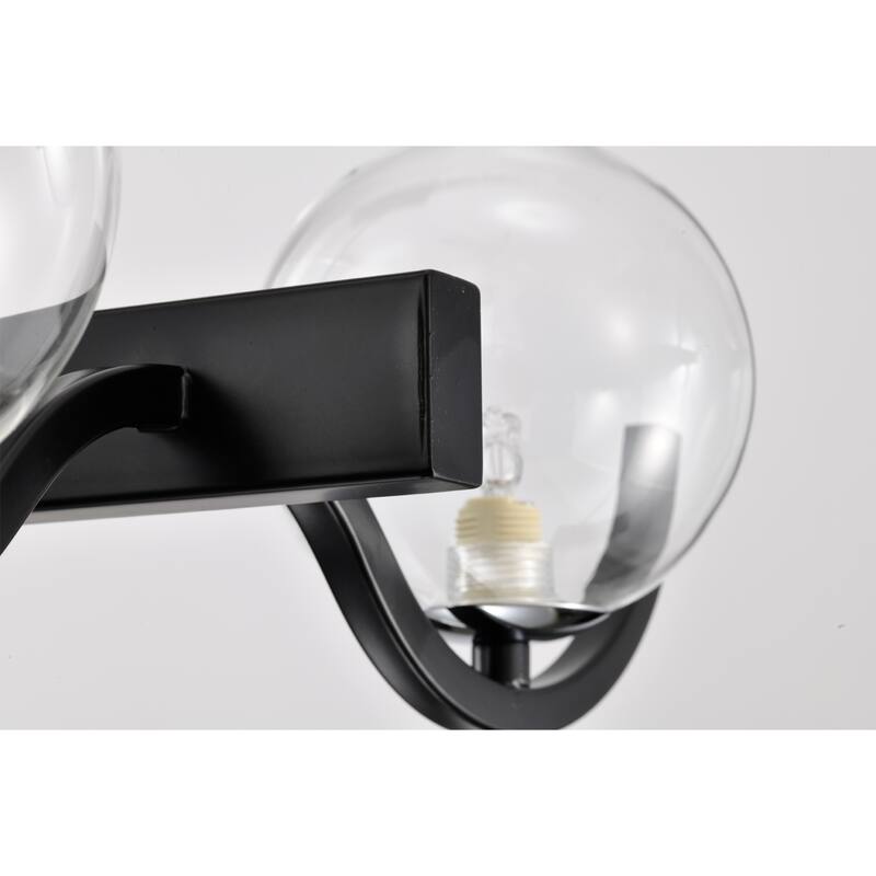 25" Element Matte Black 6-Light Linear Chandelier with Glass Globe Shade
