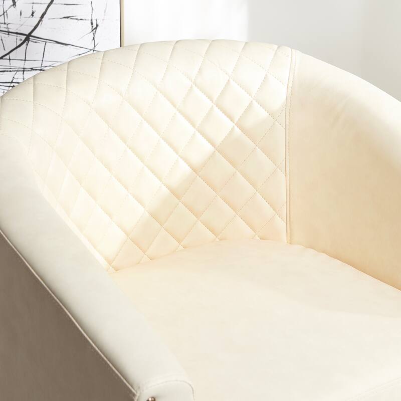 KINWELL 29" Wide Tufted PU Leather Swivel Barrel Chair