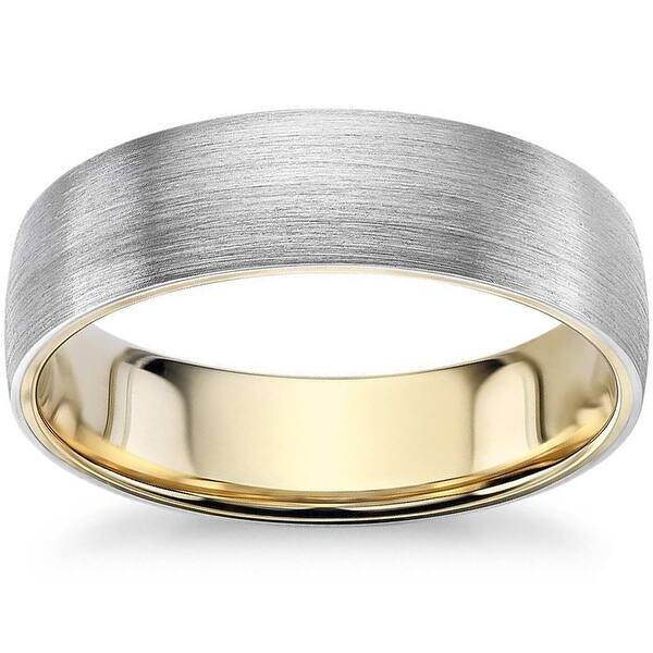 Shop 5mm Two Tone 10k White Yellow Gold Mens Brushed Wedding Band On Sale Overstock 31673786