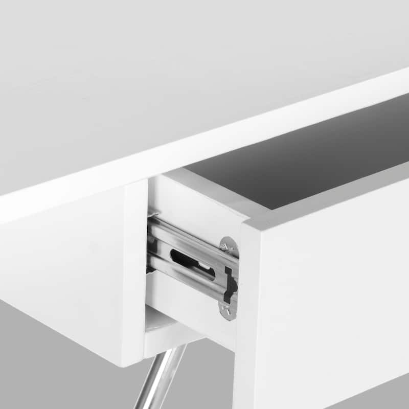 SAFAVIEH Bebe Mid-Century Modern White/ Chrome Desk