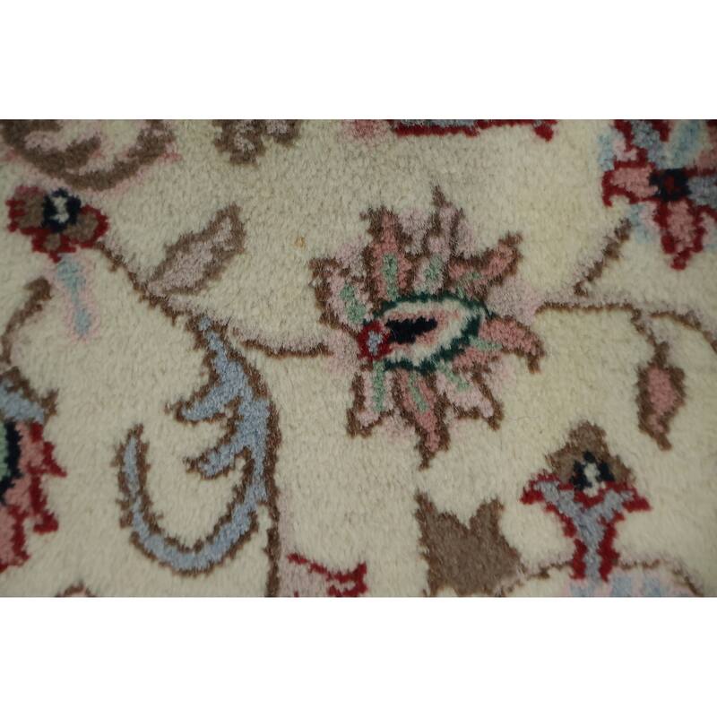 Hand Knotted Oriental 100% Wool Carpet Traditional All-Over Beige & Ivories Kashan Area Rug - 5' 1'' X 3' 0''