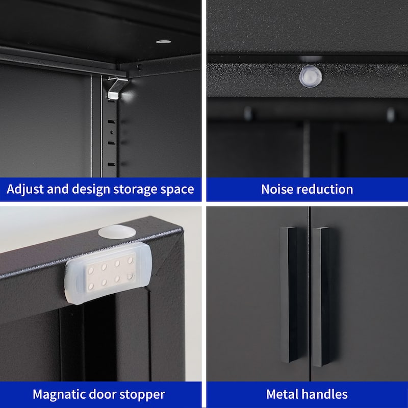 Metal Storage Cabinet with 2 Doors and 2 Adjustable Shelves