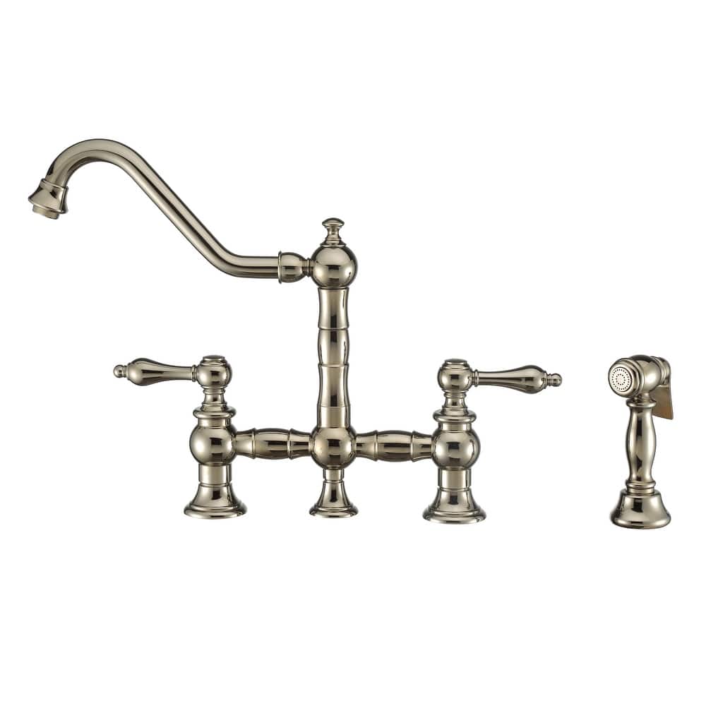 Whitehaus Vintage III Plus Bridge Faucet with Long Traditional Swivel Spout