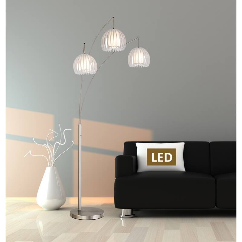 Zucca 3-Arch LED Floor Lamp with Dimmer, 83"H, Brushed Steel - 83