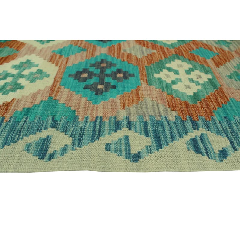 Hand-Woven Sun Faded Kilim Arif Ivory/Blue Runner - 2'6" x 9'7"