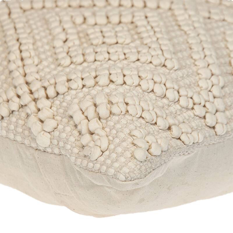 Handwoven Cross Hatch Square Cotton Throw Pillow - 20" - Cream
