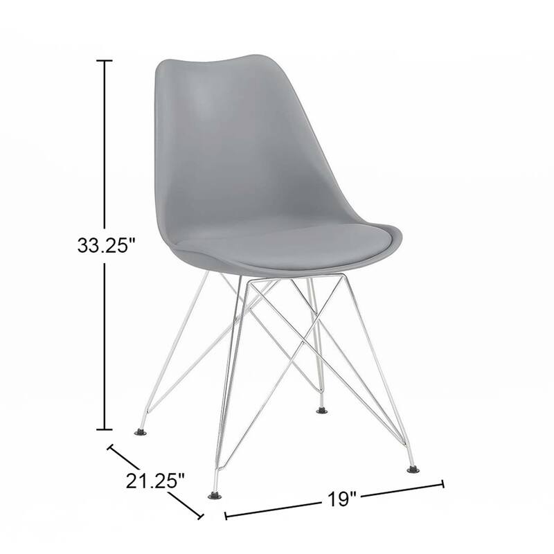 Set of 2 Polypropylene Side Chairs - Grey